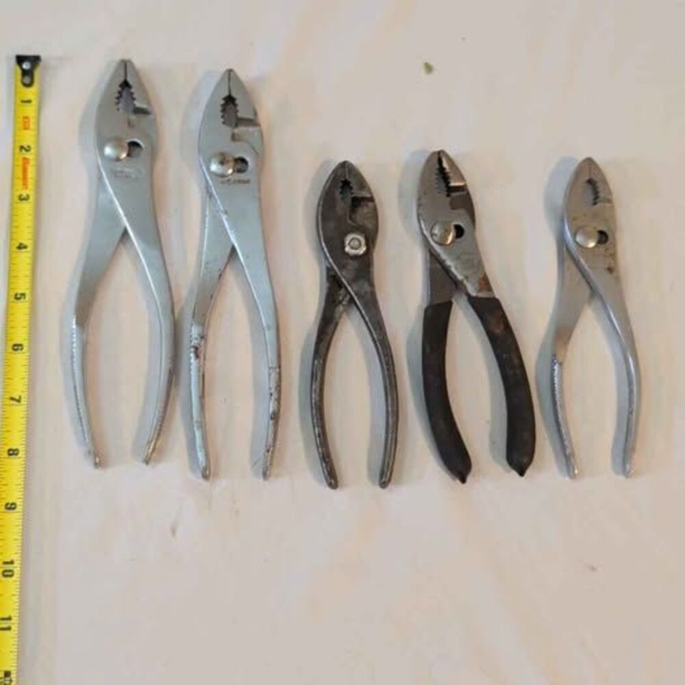 Vintage Slip Joint Pliers Lot 5 - Fuller, Ohio Forge, Spear Point, Powermaster